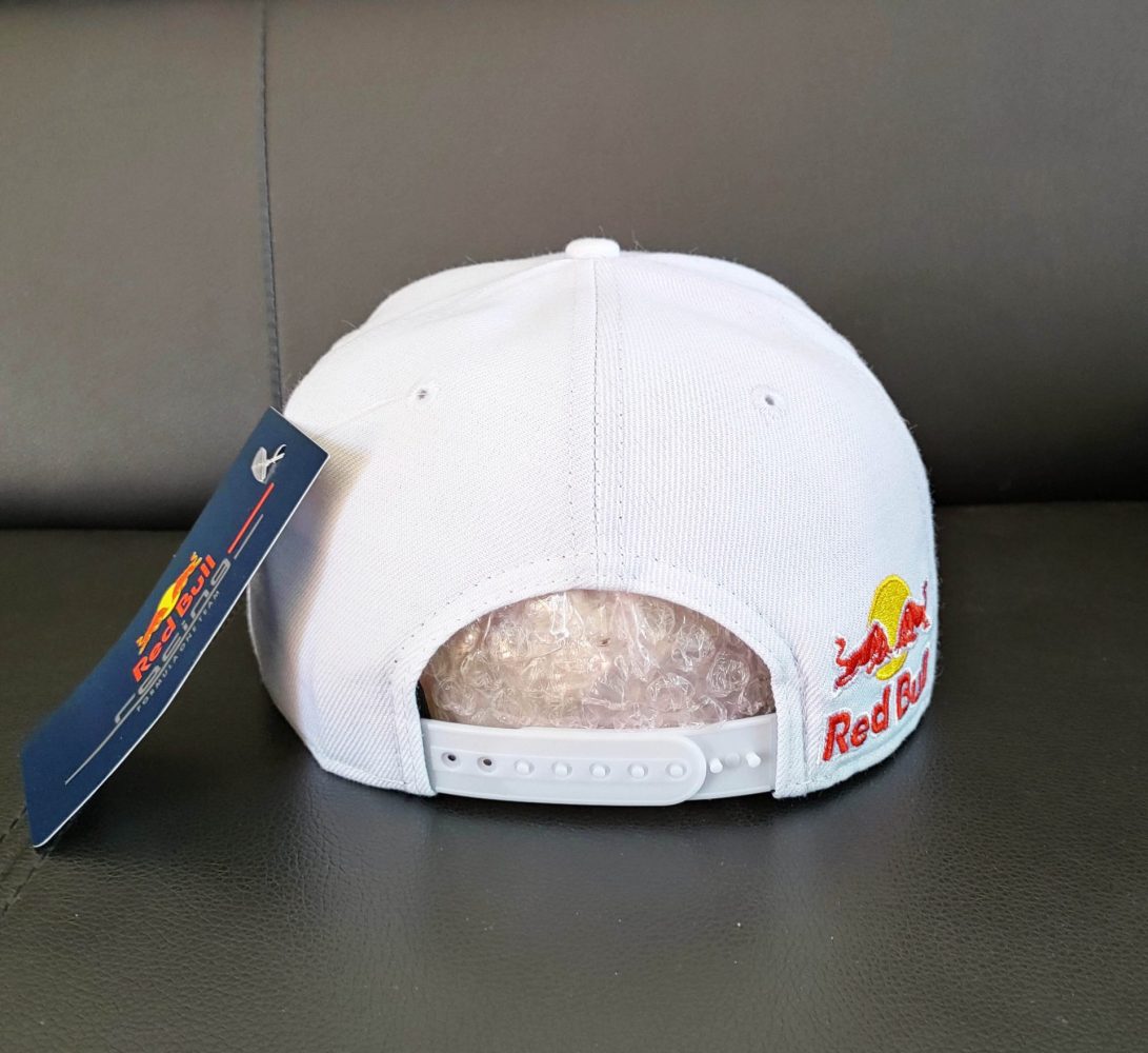 white red bull cap